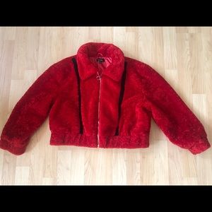 Red Soft Faux Fur Jacket